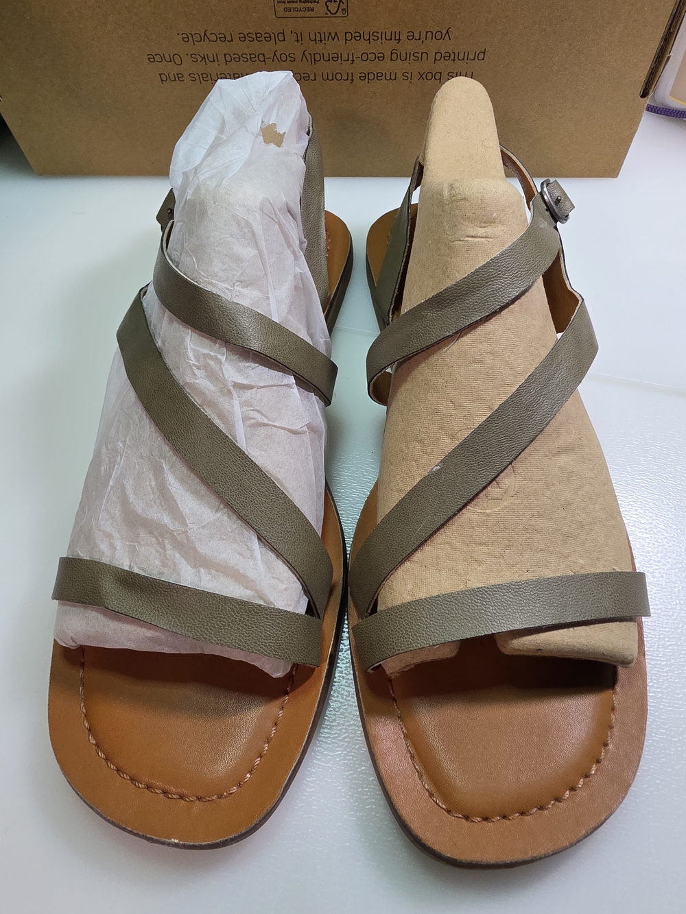 Lucky Brand Olive Strappy Leather Slingback Sandals